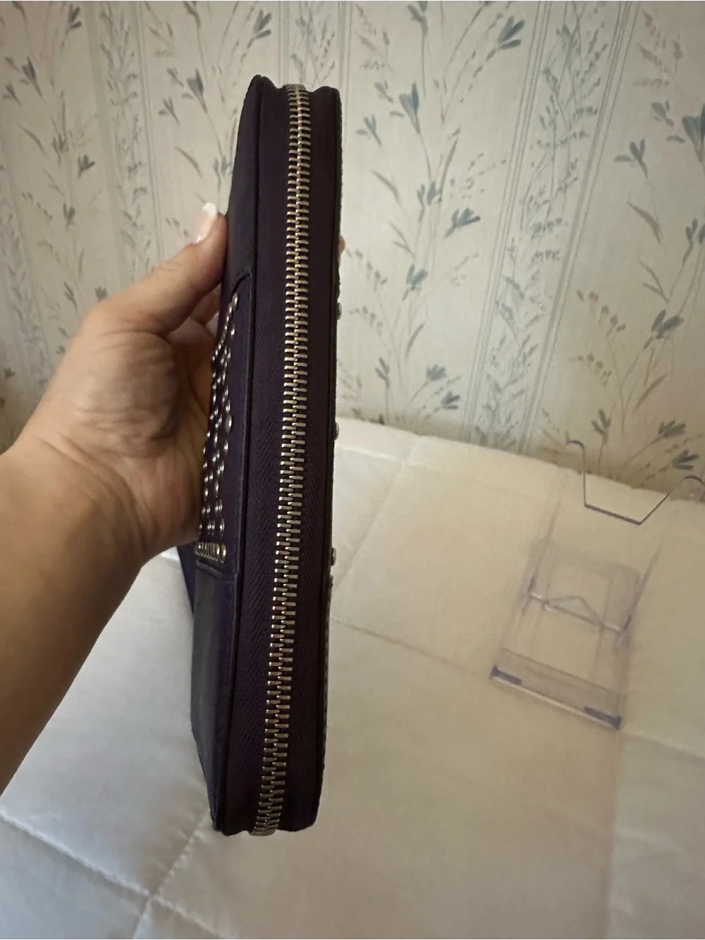 Michael Kors Plum Saffiano Studded Wallet